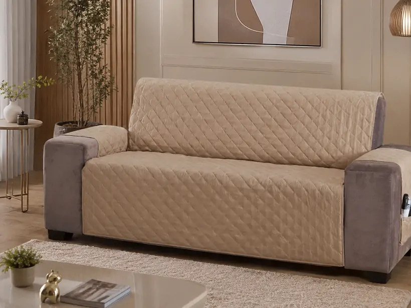 Protetor de Sofa Impermeavel Retratil na cor caqui